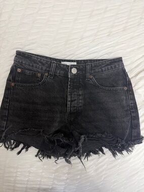 Zara Black Distressed Denim Cutoff Shorts